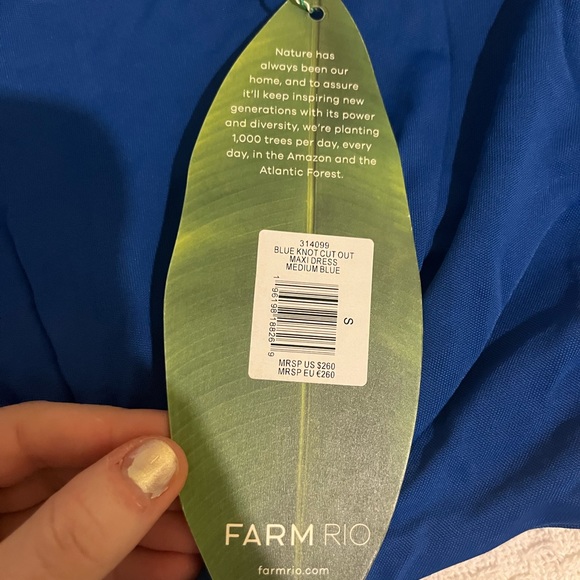 NWT Farm Rio Blue Knot Cut Out Maxi Dress Size Small Medium Blue - Picture 6 of 7